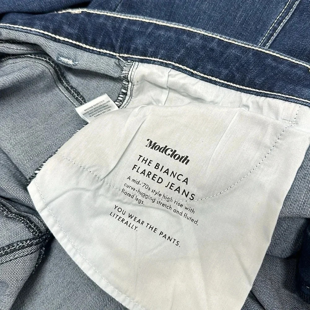 Modcloth The Bianca Flared Leg Denim Jeans Retro 70's Blue New NWT Plus Size 28 - Picture 12 of 13
